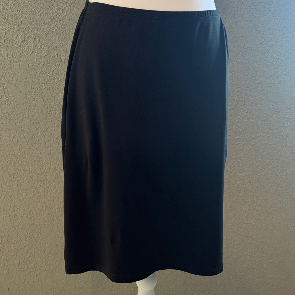 Simple Stretchy Poly-blend Black Women's Skirt Slight A-Line but not too full.